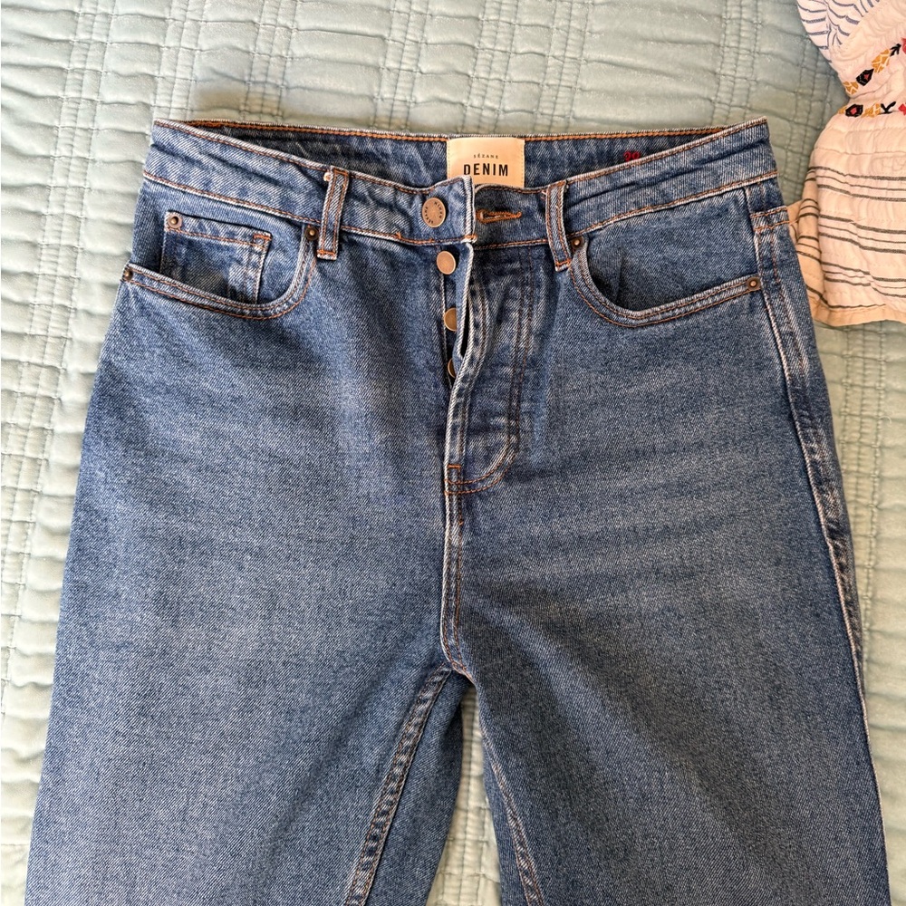 Sezane Blue Straight Leg Jeans - Picture 9 of 9